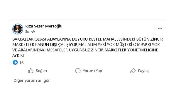 BAKKALLAR ODASI ADAYLARINA KESTEL MAHALLESİ’NDEN SERT ÇAĞRI